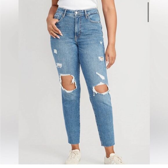 NWT High-Rise O.G. Straight Ankle Classic Blue Distressed Women's Jeans Size 20 - Picture 5 of 16